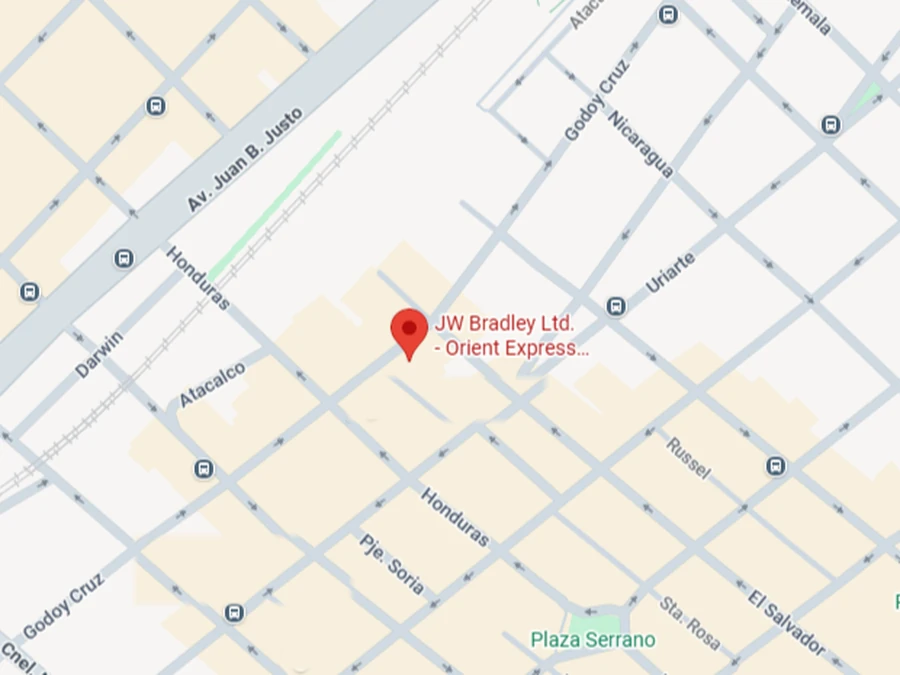 Mapa de la zona con la ubicación de J.W. Bradley en Palermo Soho